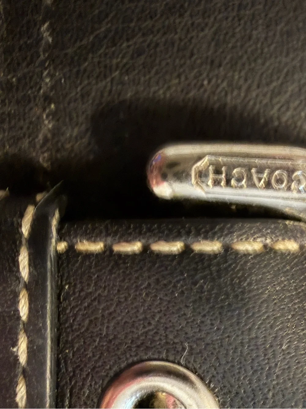 Coach Black Leather bilfold with Silver Hardware